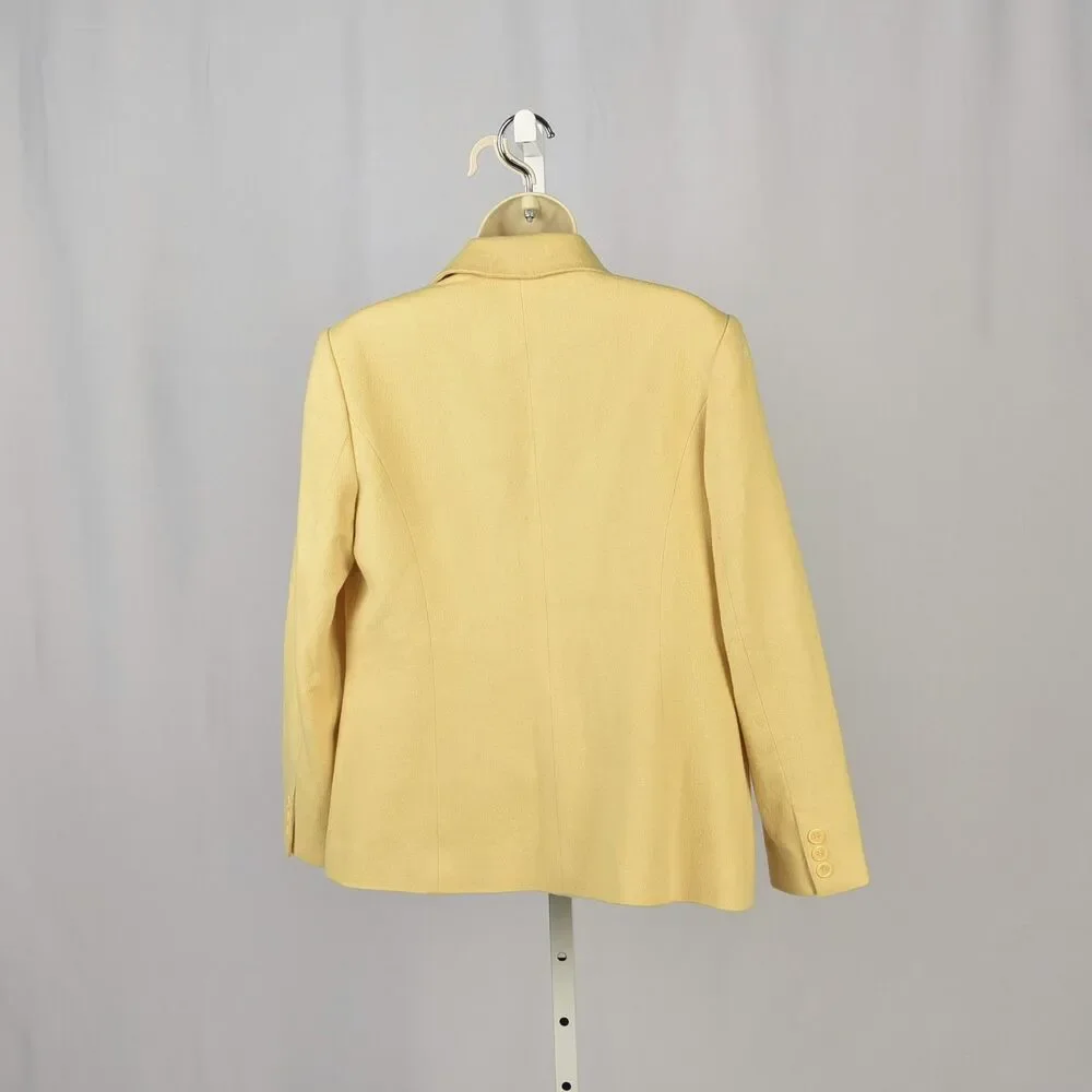 Talbots Butter Yellow Structured Wool Blend Button Down Blazer Size 6P - Picture 2 of 2